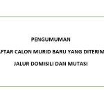 PENGUMUMAN DAFTAR CALON MURID BARU YANG DITERIMA JALUR DOMISILI DAN MUTASI